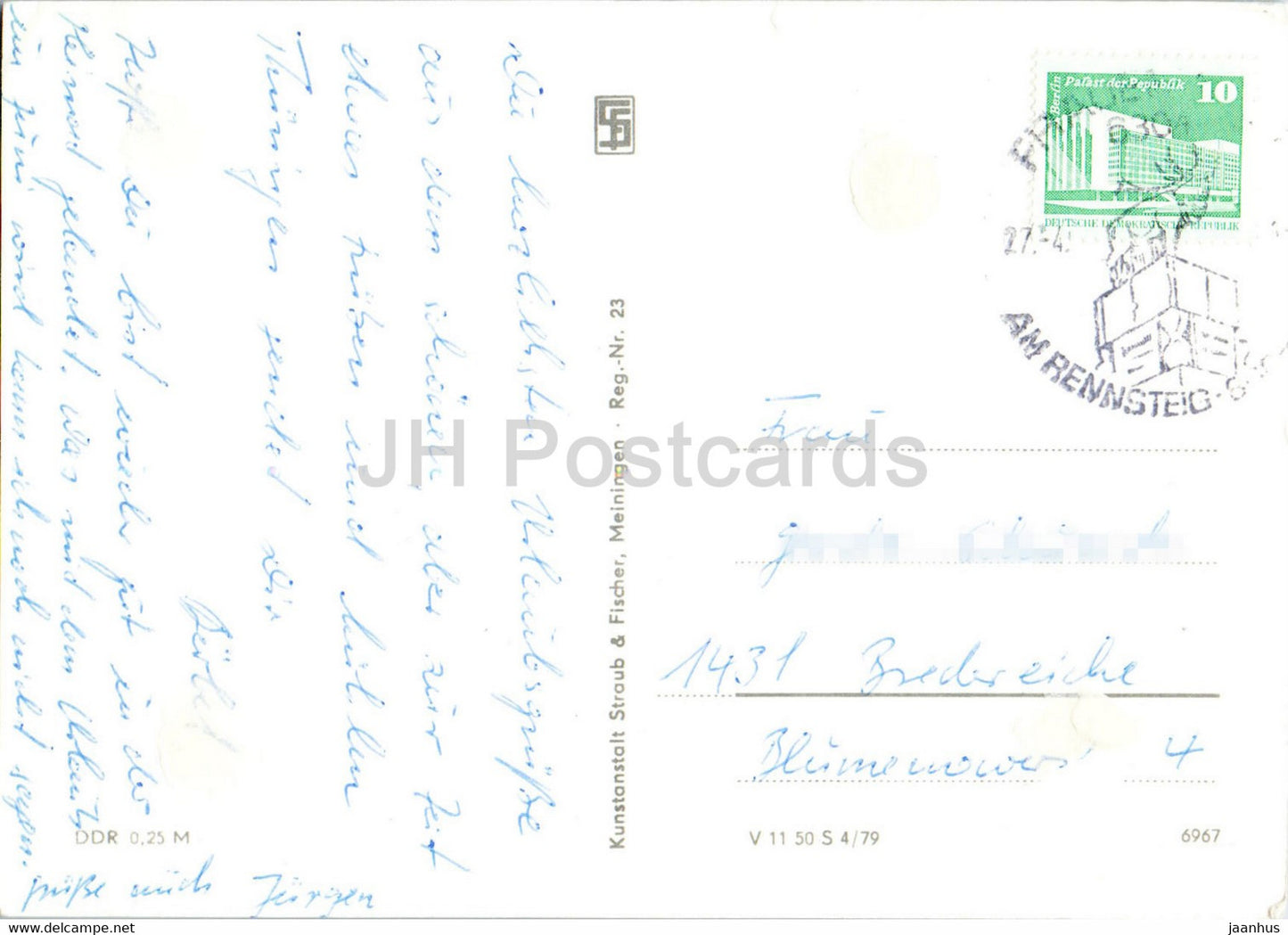 Frauenwald am Rennsteig - Platz des Friedens - FDGB Heim Raymonde Dien - Lenkgrund - old postcard - Germany DDR - used