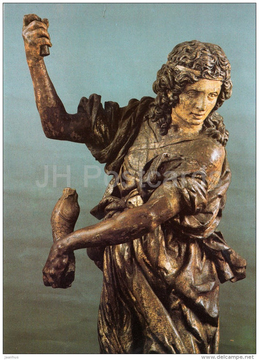 sculpture by Jan Jiri Bendl - The Archangel Raphael - Czech art - large format card - Czech - unused - JH Postcards