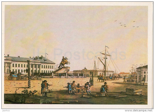 painting by Benjamin Patersen - Senate Square - St. Petersburg - Swedish art - Russia USSR - 1984 - unused - JH Postcards