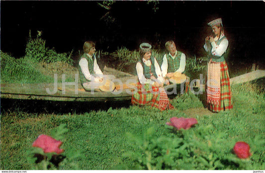 Plunge - national ensemble Suvartukas - folk costumes - 1984 - Lithuania USSR - unused - JH Postcards