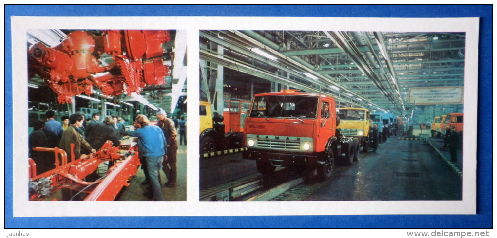 conveyor - KAMAZ truck factory - 1979 - Russia USSR - unused - JH Postcards
