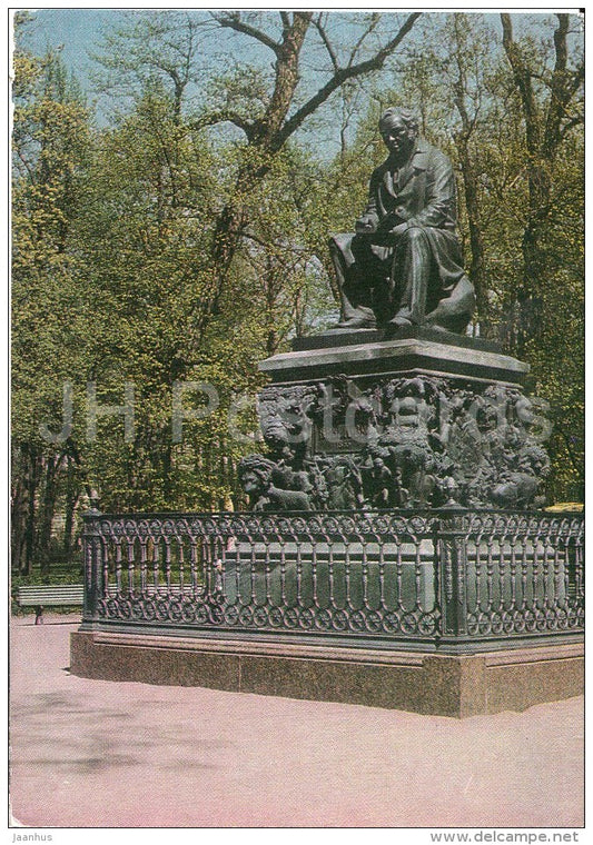 monument to Russian writer Krylov - Leningrad - St. Petersburg - postal stationery - 1972 - Russia USSR - unused - JH Postcards