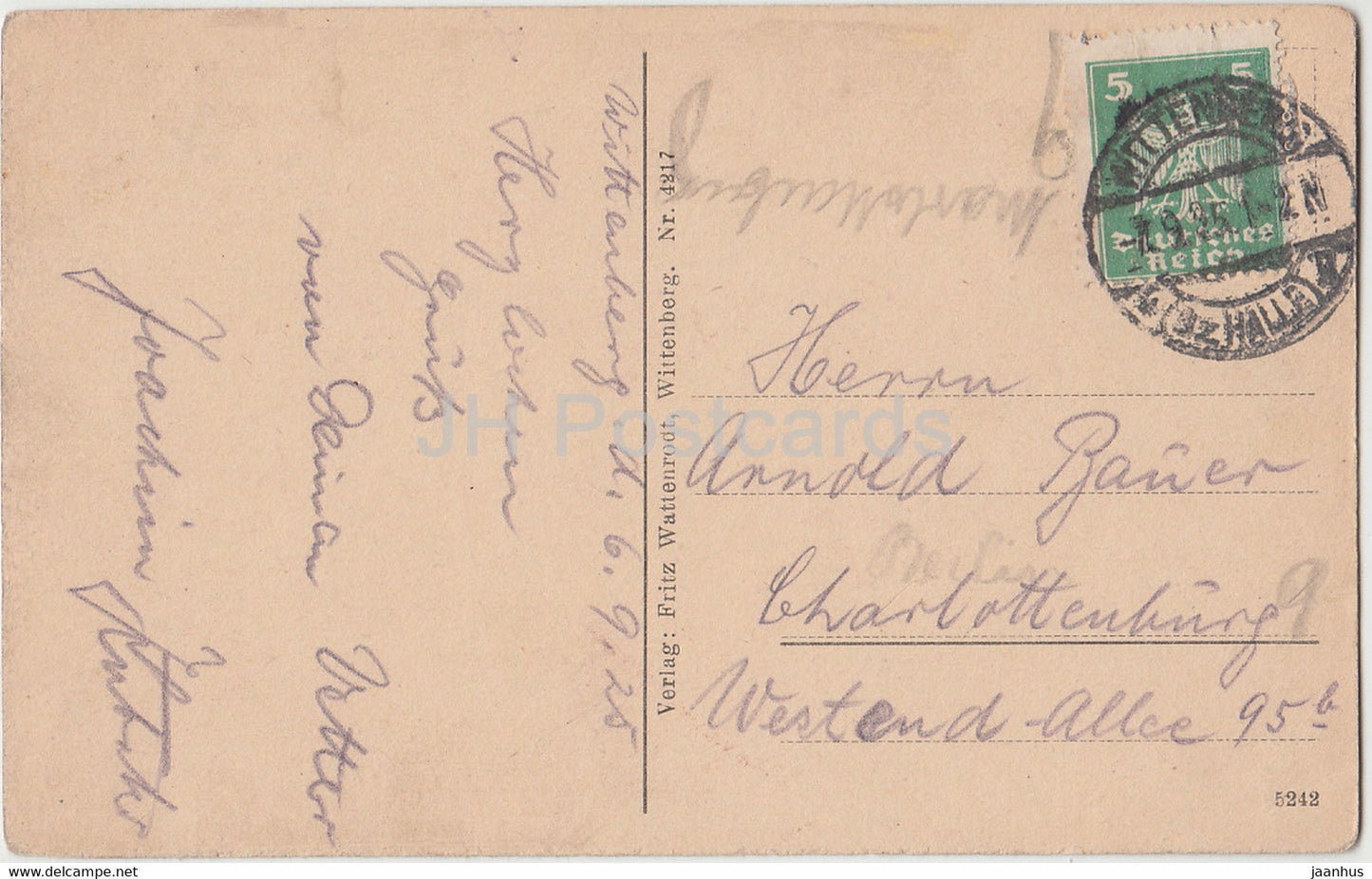 Wittenberg Bez Halle - Schlosskirche - church - 4217 - old postcard - 1925 -Germany - used