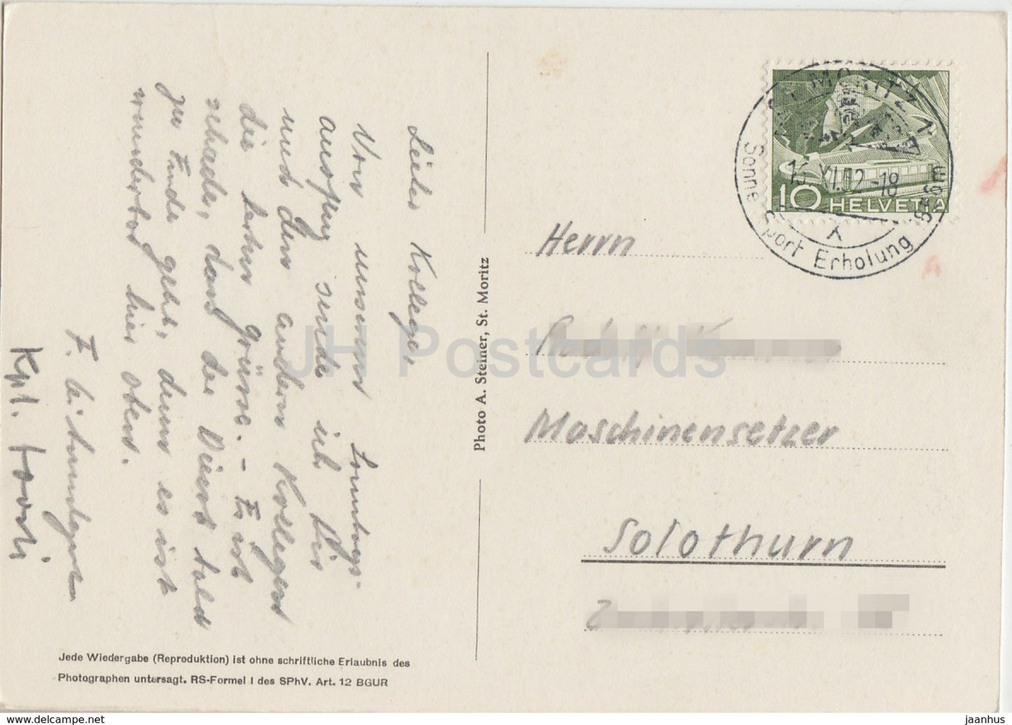 St Moritz - Der alte Kirchturm - church - 5451 - 1962 - Switzerland - used