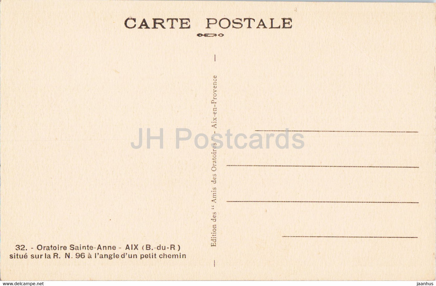 Oratoire Sainte Anne - Aix - 32 - old postcard - France - unused