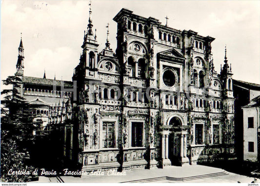 Certosa di Pavia - Facciata della Chiesa - Facade of the Church - old postcard - 1954 - Italy - used - JH Postcards
