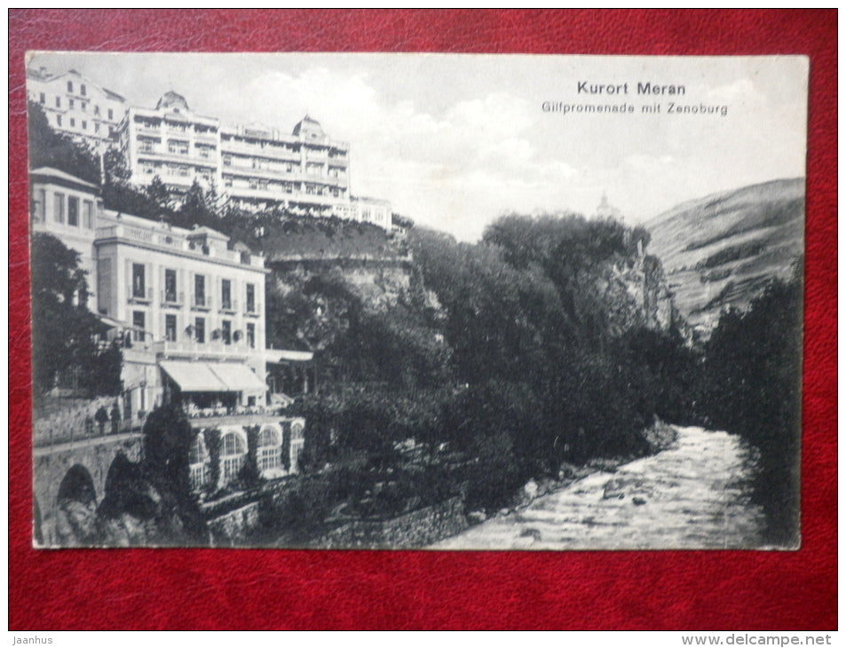 Meran - Merano - Gilfpromenade mit Zenoburg - Italy - old postcard - unused - JH Postcards