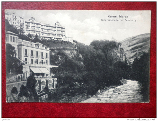 Meran - Merano - Gilfpromenade mit Zenoburg - Italy - old postcard - unused - JH Postcards