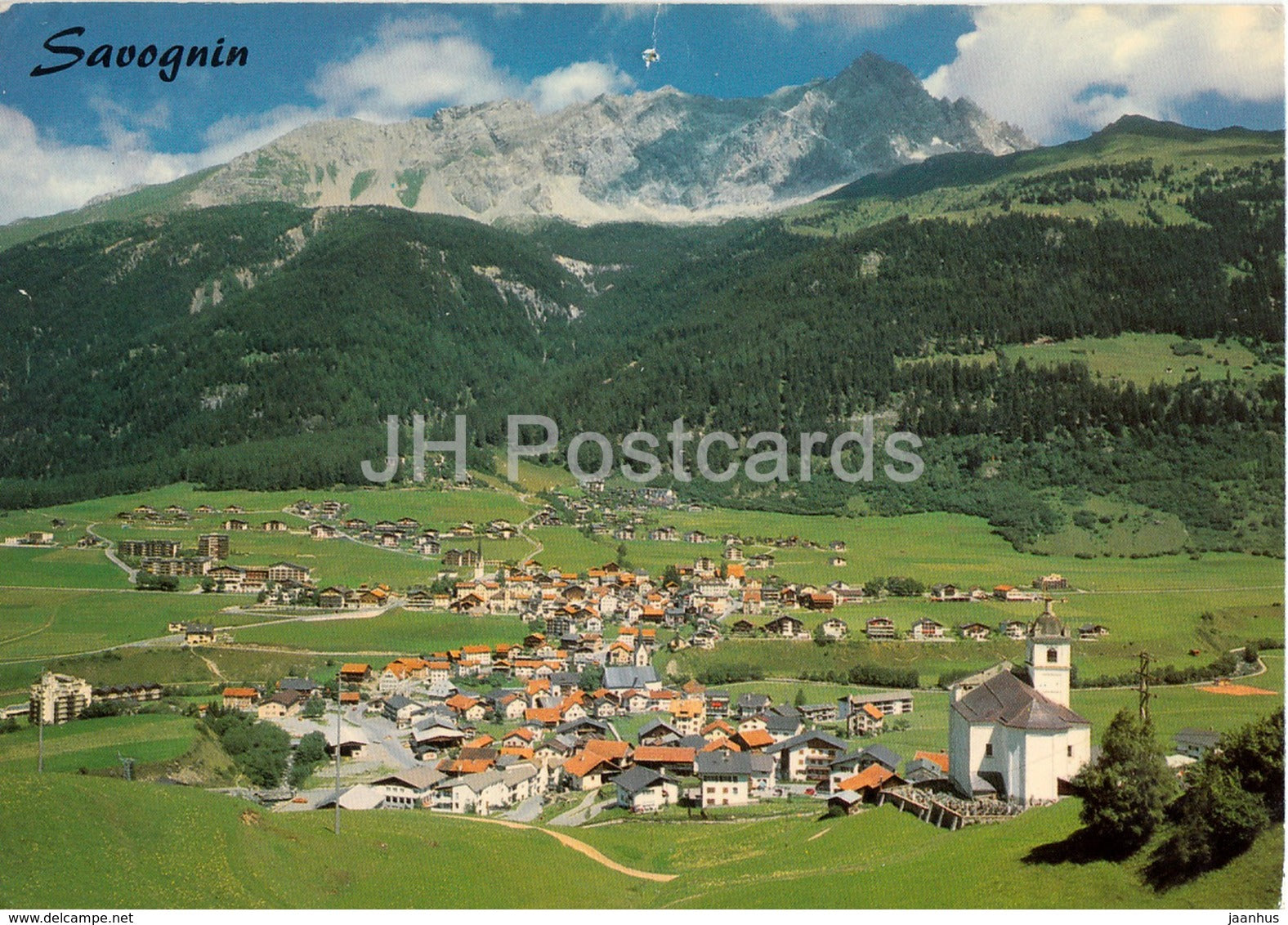 Savognin am Julierpass 1210 m mit Piz Mitgel - 1982 - Switzerland - used - JH Postcards