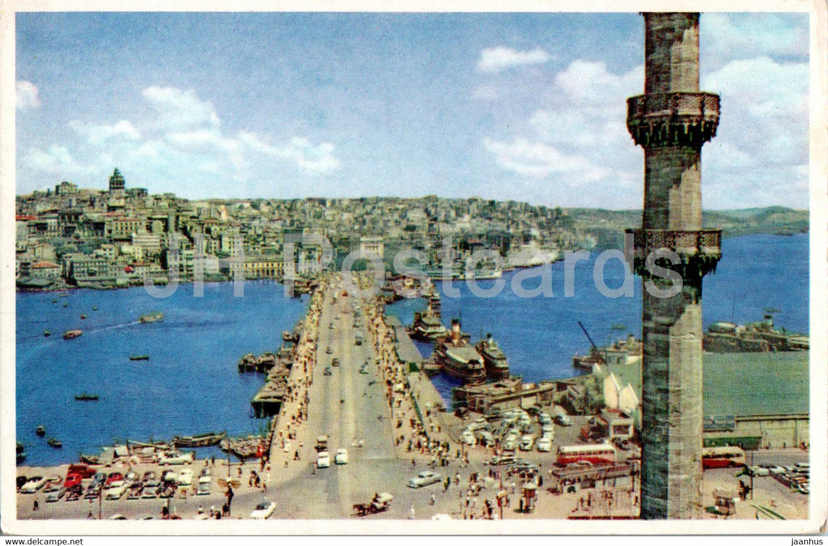 Istanbul - Galata Bridge - old postcard - Turkey - unused - JH Postcards
