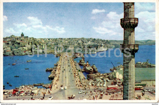 Istanbul - Galata Bridge - old postcard - Turkey - unused - JH Postcards