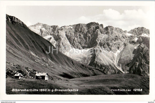 Biberacherhutte 1860 m g Braunarlspitze - 12154 - old postcard - 1953 - Austria - used - JH Postcards