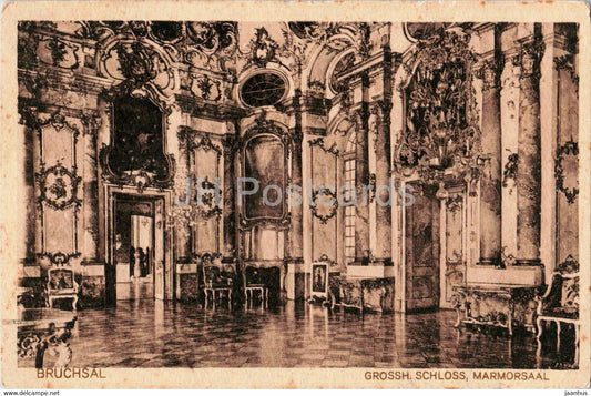 Bruchsal - Grossh Schloss - Marmosaal - castle - old postcard - 1926 - Germany - used - JH Postcards