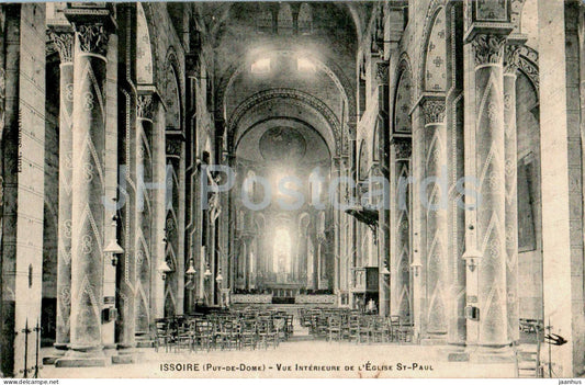 Issoire - Vue Interieure de L'Eglise St Paul - church - old postcard - 1915 - France - used - JH Postcards