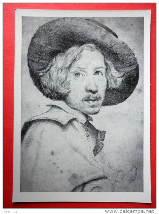 drawing by Stefano della Bella - Portrait of a Man - italian art - unused - JH Postcards