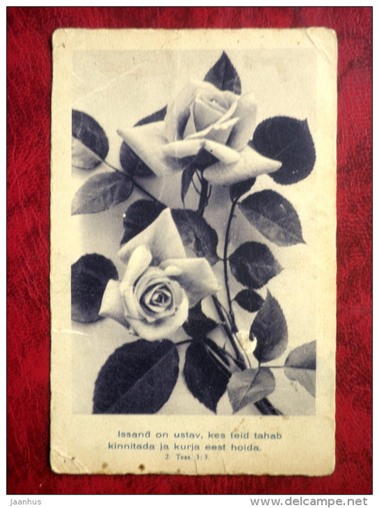 mourning card - roses - circulated in 1934 - Estonia - used - JH Postcards