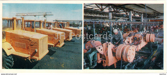 Kostanay - At the agricultural machinery repair plant - tractor - 1985 - Kazakhstan USSR - unused - JH Postcards