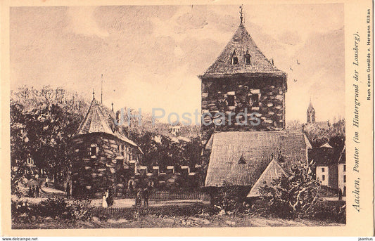 Aachen - Ponttor - im Hintergrund der Lousberg - Gemalde v Hermann Killian - old postcard - Germany - unused - JH Postcards