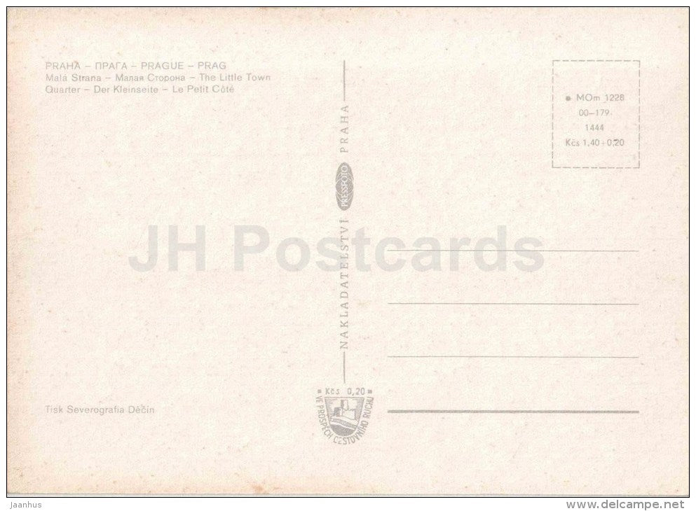 Mala Strana - The Little Town Quarter - Praha - Prague - Czechoslovakia - Czech - unused - JH Postcards