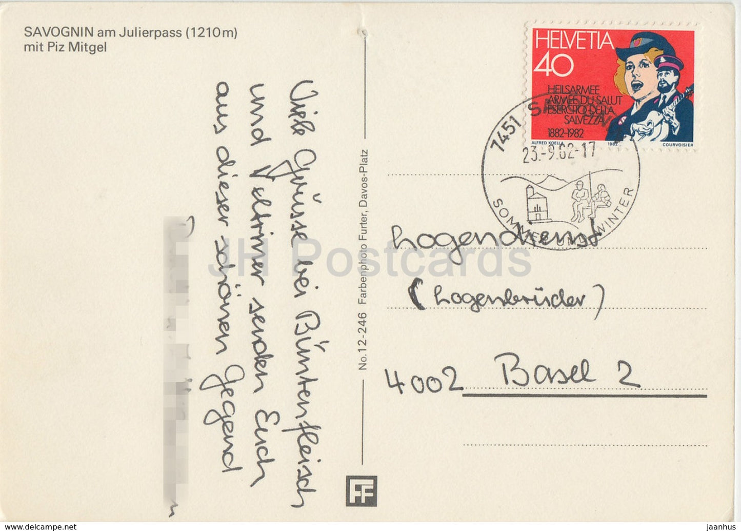 Savognin am Julierpass 1210 m mit Piz Mitgel - 1982 - Suisse - occasion