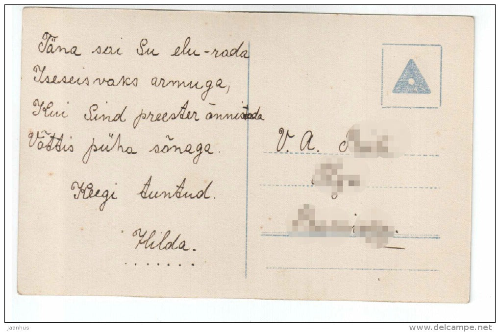 Young Woman -HB 9011/1 - old postcard - circulated in Estonia - used - JH Postcards