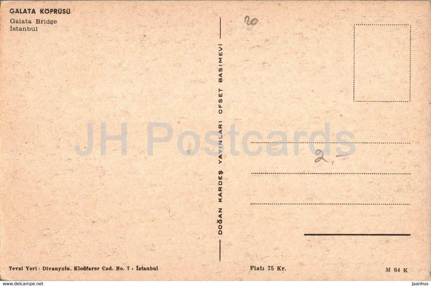 Istanbul - Galata Bridge - old postcard - Turkey - unused