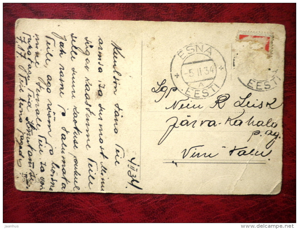 mourning card - roses - circulated in 1934 - Estonia - used - JH Postcards