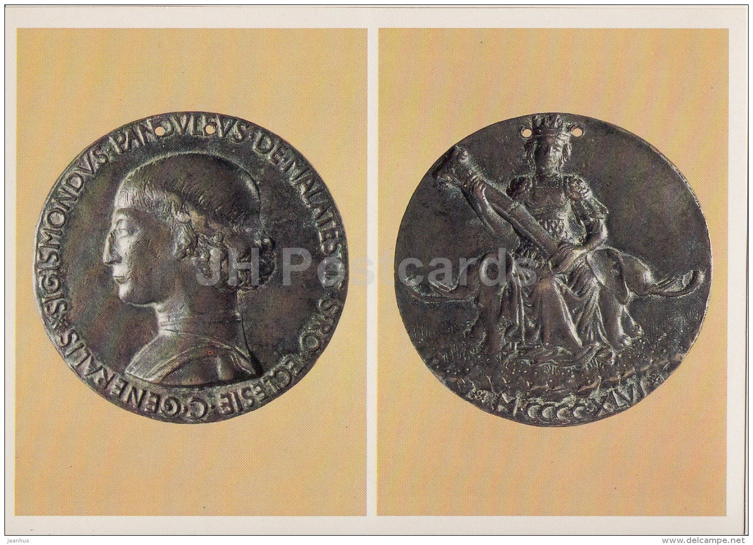 Medal of Sigismondo Pandolfo Malatesta , 1446 . Italy - Renaissance Medals - 1987 - Russia USSR - unused - JH Postcards