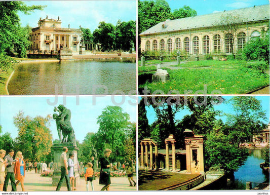 Warsaw - Warszawa - Lazienki - palac - Stara Pomaranczarnia - Widok z Amfiteatru - palace - multiview - Poland - unused - JH Postcards