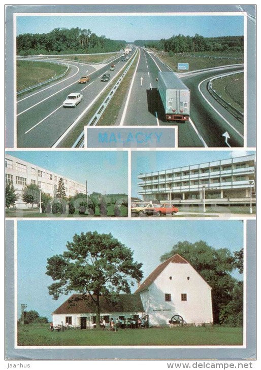 Malacky - motorway - hotel Zahoran - local museum - Czechoslovakia - Slovakia - used 1985 - JH Postcards