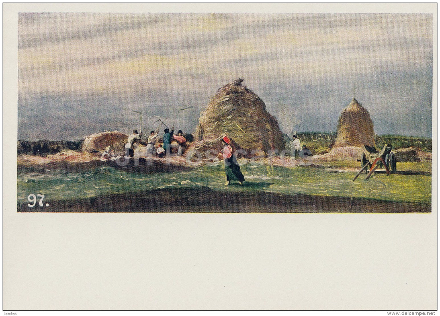 painting  by A. Bogolyubov - Haystack - Russian art - 1966 - Russia USSR - unused - JH Postcards