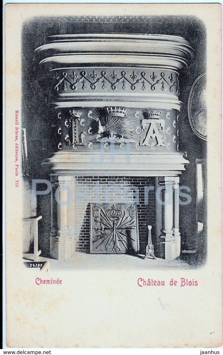 Chateau de Blois - Cheminee - castle - 1 - old postcard - France - unused - JH Postcards