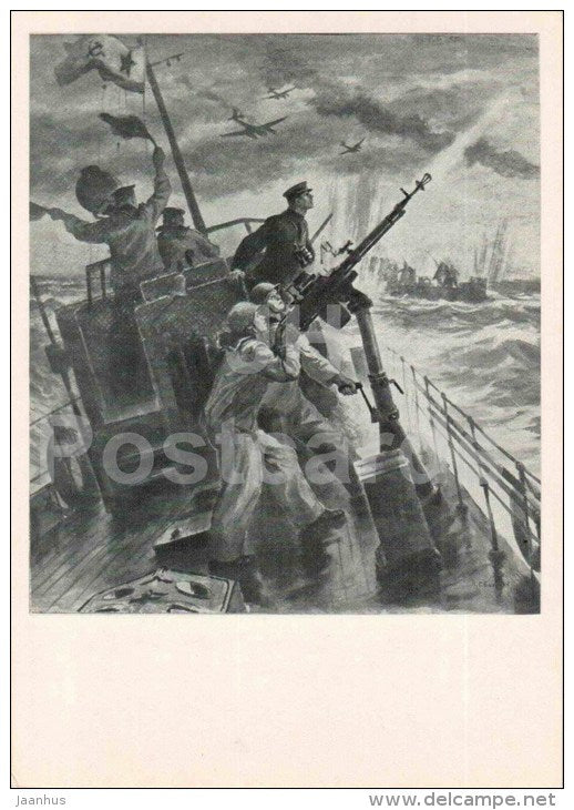 fighting with planes - Navy - illustration by Baranov - Sevastopol - 1982 - Ukraine USSR - unused - JH Postcards