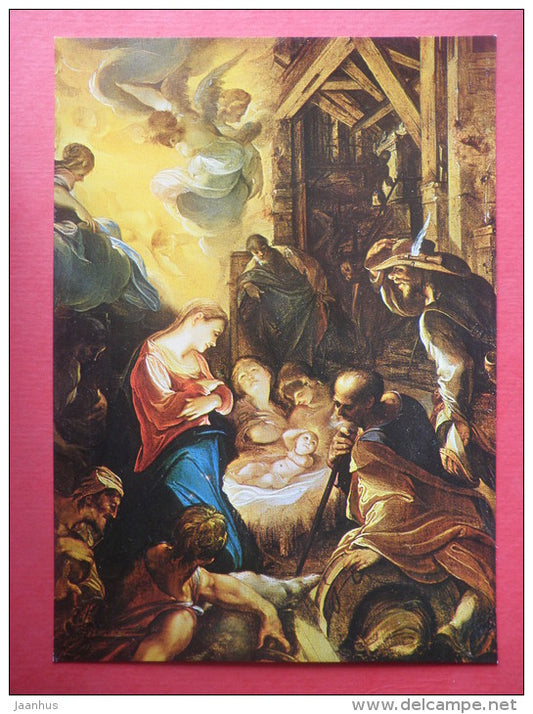 Painting by Joseph Heintz - The Adoration of the Shepherds , after 1600 - swiss art - unused - JH Postcards