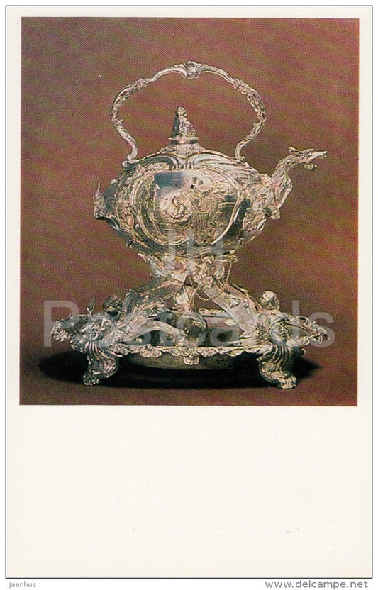 Silver Teapot and Stand , London - Western European Silver from Hermitage - 1982 - Russia USSR - unused - JH Postcards