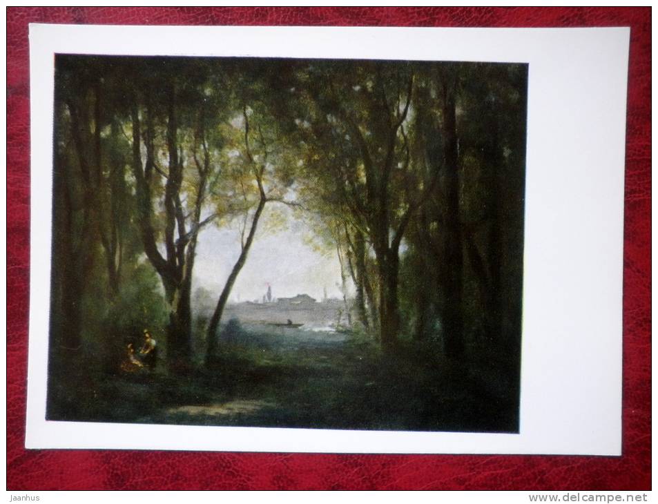 Painting by Jean-Baptiste Camille Corot - landscape with a lake - art - unused - JH Postcards