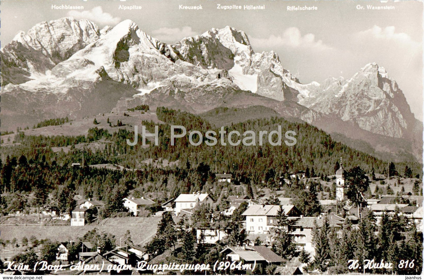 Krun gegen Zugspitzgruppe 2964 m - old postcard - 1957 - Germany - used - JH Postcards