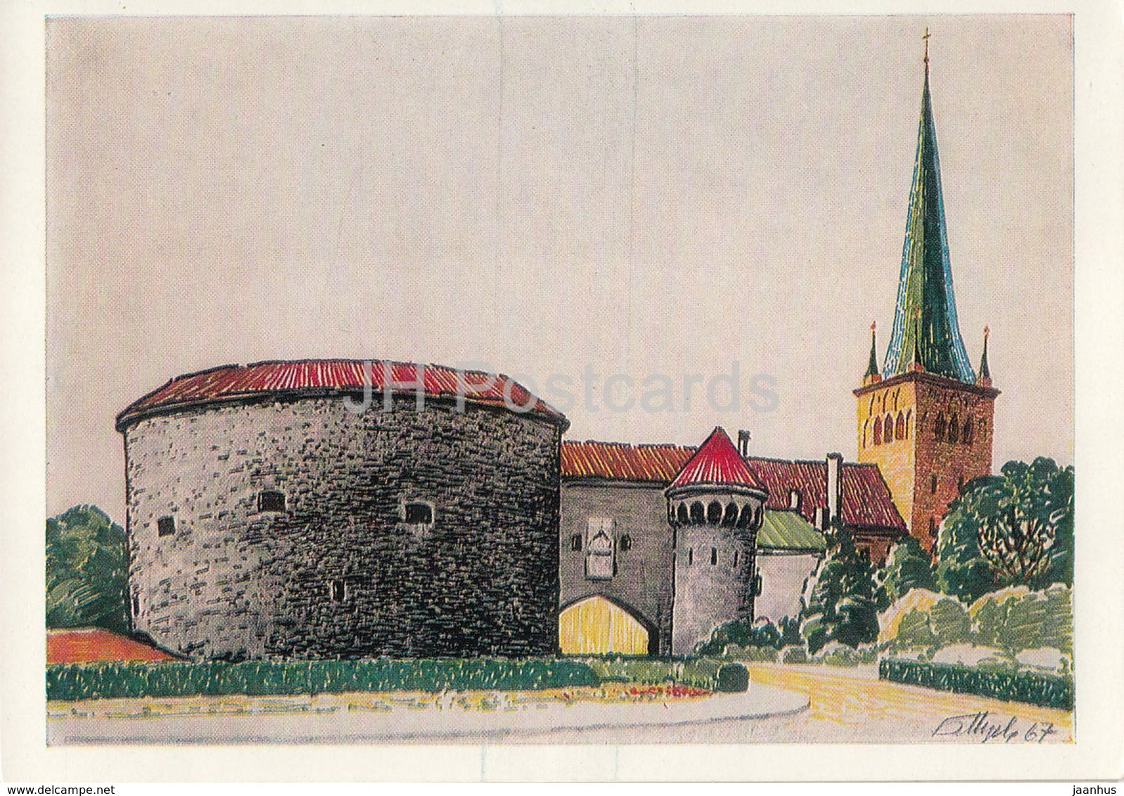 Tallinn - Paks Margareeta - Fat Margaret - Old Town - illustration by B. Mukhin - 1969 - Estonia USSR - unused - JH Postcards