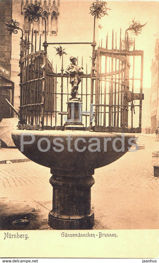 Nurnberg - Gansemannchen Brunnen - old postcard - 1908 - Germany - unused - JH Postcards