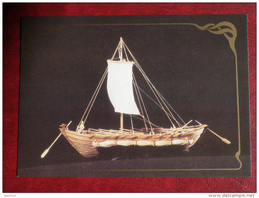 Zaporozhye boat Seagull , XVI-XVII century - model ship - 1988 - Russia USSR - unused - JH Postcards