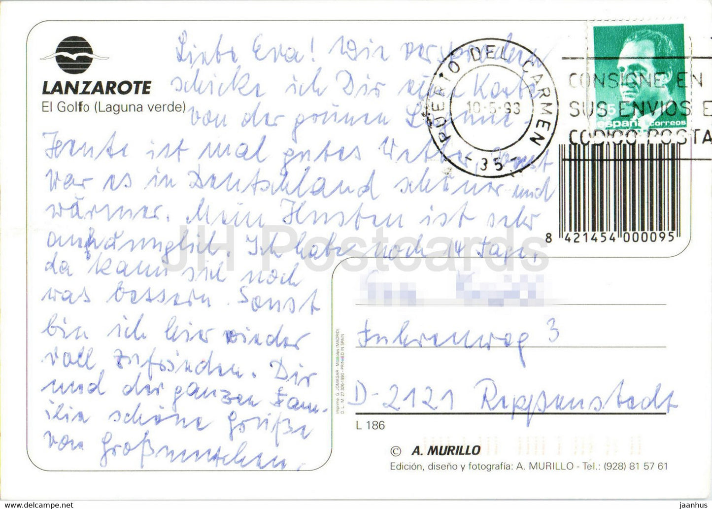 Lanzarote - El Golfo - Laguna Verde - 1993 - Spain - used