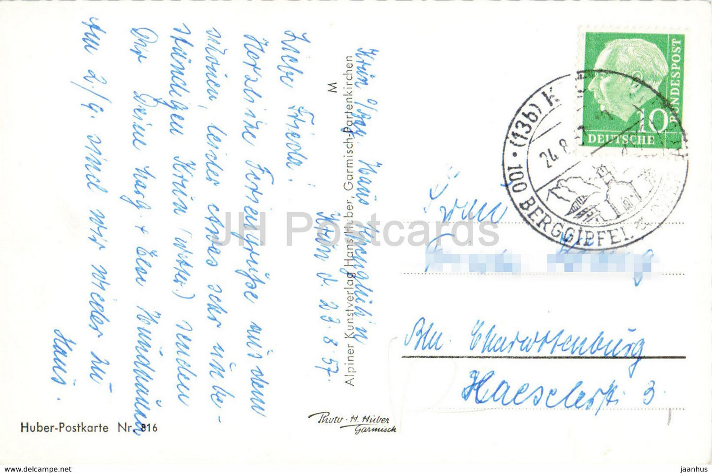 Krun gegen Zugspitzgruppe 2964 m - alte Postkarte - 1957 - Deutschland - gebraucht