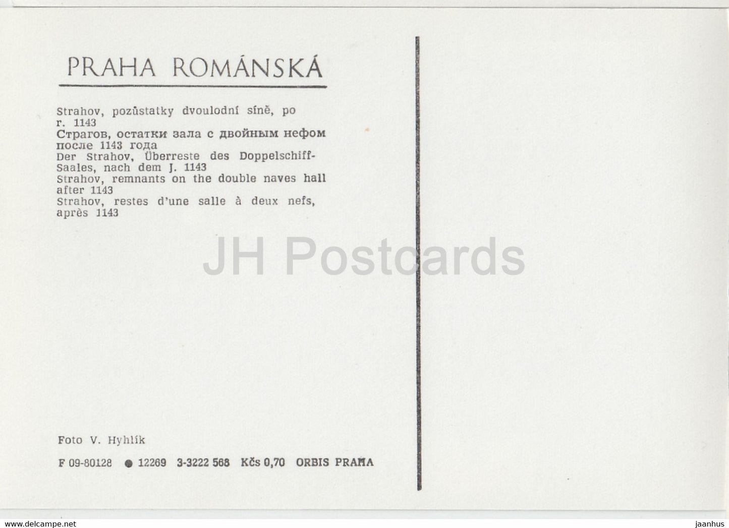 Praha - Prag - Strahov - Romanische Zeit Prag - Tschechoslowakei - Tschechische Republik - unbenutzt