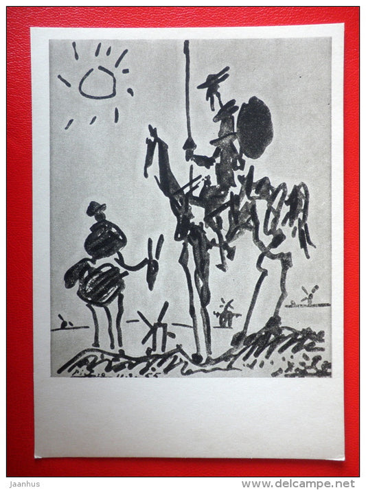 illustration by P. Picasso - Sancho Panza - Don Quixote by Miguel de Cervantes - 1965 - Russia USSR - unused - JH Postcards