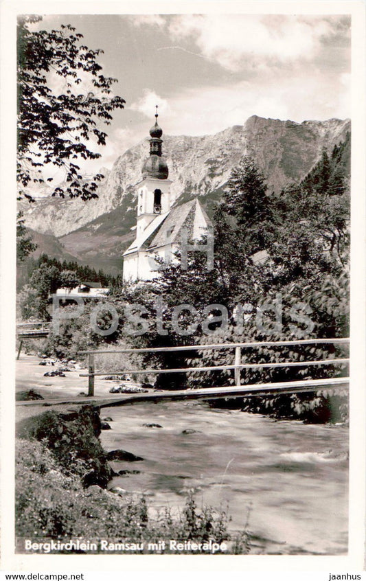 Bergkirchlein Ramsau mit Reiteralpe - church - old postcard - Germany - unused - JH Postcards