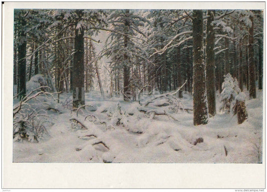painting by I. Shishkin - Winter , 1890 - Russian art - 1958 - Russia USSR - unused - JH Postcards