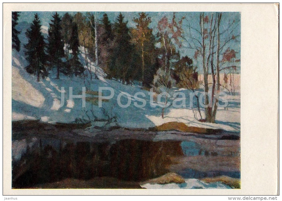 painting by S. Zhukovsky - Early Spring , 1902 - Russian art - 1958 - Russia USSR - unused - JH Postcards
