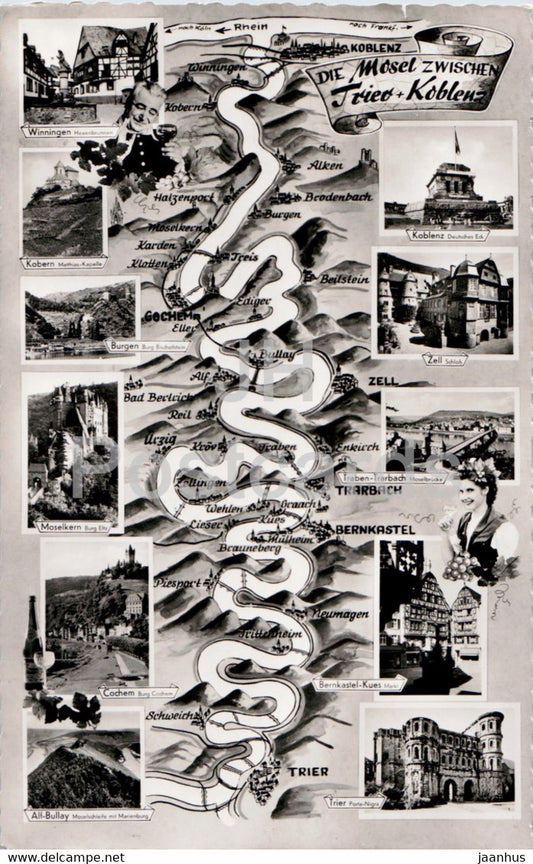 Die Mosel zwischen Trier u Koblenz - old postcard - Germany - unused - JH Postcards
