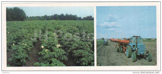 potato field - tractor - Karelia - Karjala - 1985 - Russia USSR - unused - JH Postcards