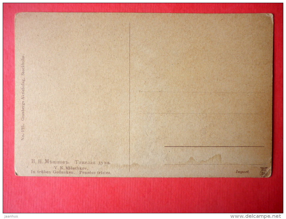 painting by V. Meshkov . Thinking Hard - 122 - Granbergs Aktienbolag - russian art - unused - JH Postcards
